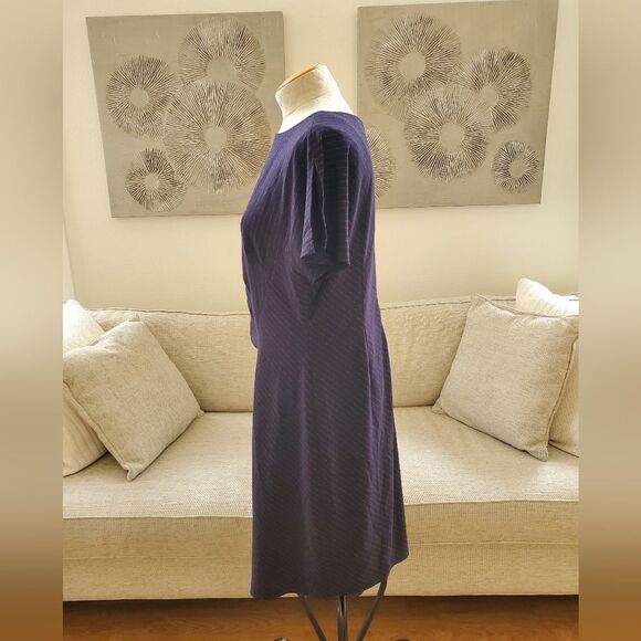 🌹 TAHARI 🌹 Flutter Sleeve Pinstripe Dress - [Size 16, Navy Blue] - Picture 5 of 11
